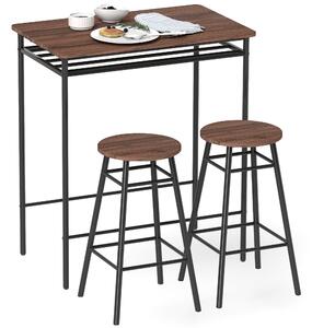 HOMCOM Tavolo Alto da Cucina con 2 Sgabelli Industrial Scaffale Aperto Poggiapiedi Risparmio di Spazio per Spazi Ridotti | Aosom Italy