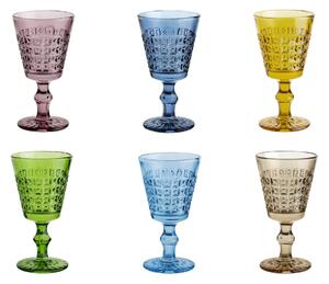 Calici SET 6 pezzi in Pasta di Vetro WINDSOR diametro 8,7xh16 cm - 260 Ml in vetro pressato adatto alla lavastoviglie colore multicolor