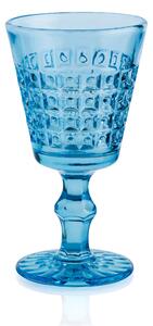 Calici SET 6 pezzi in Pasta di Vetro WINDSOR diametro 8,7xh16 cm - 260 Ml in vetro pressato adatto alla lavastoviglie colore Azzurro