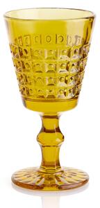 Calici SET 6 pezzi in Pasta di Vetro WINDSOR diametro 8,7xh16 cm - 260 Ml in vetro pressato adatto alla lavastoviglie colore Ambra