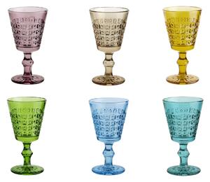 Calici SET 6 pezzi in Pasta di Vetro WINDSOR diametro 8,7xh16 cm - 260 Ml in vetro pressato adatto alla lavastoviglie colore multicolor