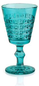 Calici SET 6 pezzi in Pasta di Vetro WINDSOR diametro 8,7xh16 cm - 260 Ml in vetro pressato adatto alla lavastoviglie colore Ottanio