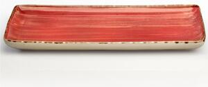 Rettangolare, Vassoio in GRES Alta Cucina 30x18cm lavabile in lavastoviglie, adatto al microonde decoro sotto smalto colore Rosso Peperoncino