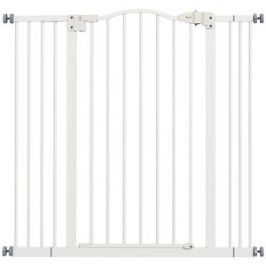 PawHut Cancellino per Cani Estensibile senza Viti, Porta a Chiusura Automatica, Larghezza Regolabile da 74-100 cm in Metallo, Bianco | Aosom Italy