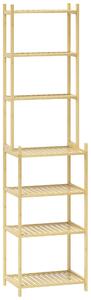 HOMCOM Mobile Scaffale Bagno a 7 Ripiani Portaoggetti in Bambù, 44x33x180 cm, Color Legno