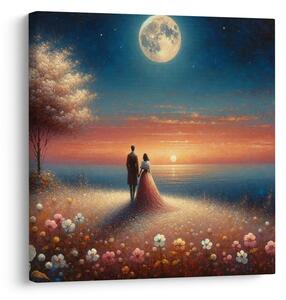 Quadro su tela – Passeggiata romantica tra i fiori