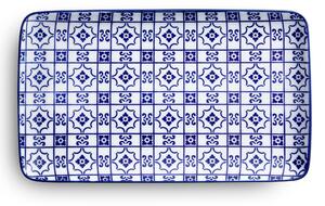 Set vassoietti rettangolari 4 Pezzi 30x18 cm adatto per caff�, pasticcini , torrone e dolci adatto alla lavastoviglie bianco e blu colore bianco blu