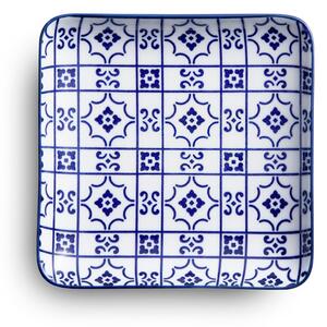 Set vassoietti piattini vuotatasche quadrati 6 pezzi 15x15 cm adatto per caff�, pasticcini , torrone e dolci adatto alla lavastoviglie colore bianco blu