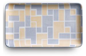 Set vassoietti rettangolari 6 pezzi 21,5x12 cm adatto per caff�, pasticcini , torrone e dolci adatto alla lavastoviglie colore beige Grigio Bianco
