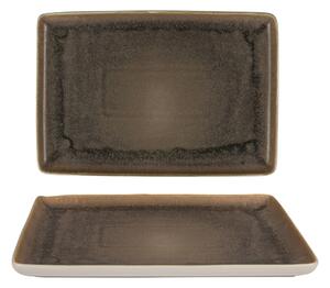 Vassoio Rettangolare in GRES porcellanato 35x23 cm Collezione NORDIC lavabile in lavastoviglie decorato con smalti reattivi decoro terra