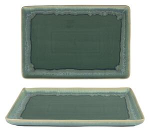 Vassoio Rettangolare in GRES porcellanato 35x23 cm Collezione NORDIC lavabile in lavastoviglie decorato con smalti reattivi decoro Acqua