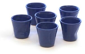 Bicchiere in Gres accartocciato caff� in Gres DEVOTION TO COLORS 6,5x6,5xh6 cm - cl 11 confezione 6 pezzi Blu