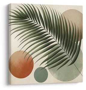 Quadro su tela – Foglia tropicale in cerchi