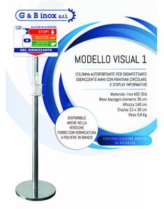 Colonnina piantana per disinfettante da Terra inox Aisi 304 35xh140 cm - 5,8 kg con Display informativo per farmacie , ed attivit� commerciali che necessitano di igiene