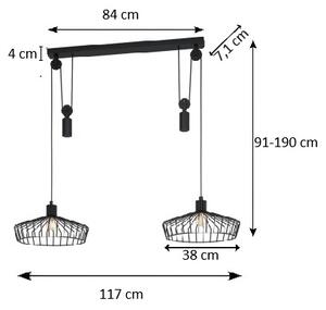 Eglo 43438 - Lampadario a sospensione con cavo WINKWORTH 2xE27/40W/230V