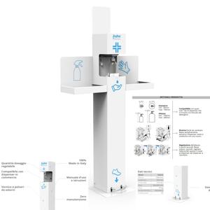 Colonnina Piantana, igienizzante mani a pedale 22x21xh1280 cm - 20 kg certificata CE per farmacie , per tabacchi ed attivit� commerciali c