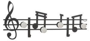 Appendiabiti con note musicali Musica in metallo, 70x30h, colore Nero Goffrato