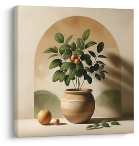 Quadro su tela – Frutti dorati in vaso di terracotta