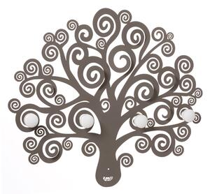 Appendiabiti da parete decorativo Albero della Vita in metallo, 70X60H, Appendiabiti in ferro da parete ispirato all'albero colore Fango