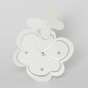 Orologio Farfallina in metallo verniciato , Dimensioni 13xh17 cm colore Bianco Neve