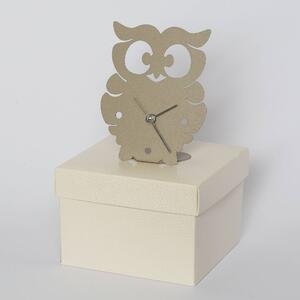Orologio Gufetto in metallo verniciato , Dimensioni 13xh16 cm colore Sabbia
