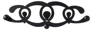 Appendiabiti con 3 pomelli e 3 ganci dallo stile classico cappio Dimensioni 74xh 23cm In ferro verniciato con forme delicate e sottili colore NERO