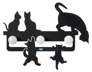 Appendi abiti TRE POSTI CATTITUDE in ferro serigrafato al laser Piccolo Dimensioni 44 x h35 cm cm colore Nero