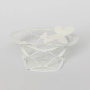 Cestino Butterfly in metallo verniciato , Dimensioni 13xh5 cm, colore Bianco Neve