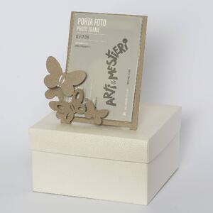 Porta foto Farfalle in metallo Verniciato, per foto 9,5xh12,5 cm - Dimensione Porta foto 12xh13 cm colore Sabbia