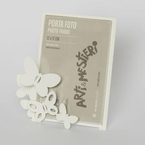 Porta foto Farfalle in metallo verniciato, per foto 9,5xh12,5 cm - Dimensione Porta foto 12xh13 cm colore Bianco Neve