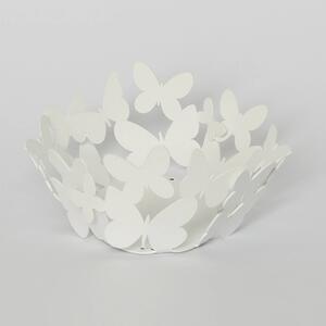 Cestino Farfalle tondo in metallo, colore Bianco Neve