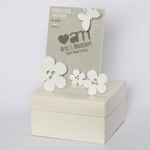 Porta foto Fiorellini in metallo, per foto 9,5xh12,5 cm - Dimensione Porta foto 10xh15 cm colore Bianco Neve