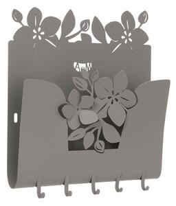 Porta chiavi e porta lettere floreale Fior di loto in metallo, 28X5PX24H, colore Fango