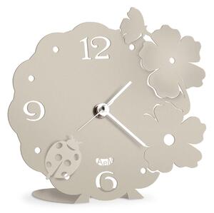 Orologio Coccinella in Ferro Verniciato Dimensioni 15x h15 cm utilizzabile come bomboniera colore avorio