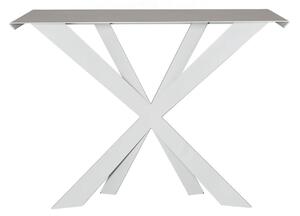 Consolle in stile moderno Exsodus Zeus in metallo, 110x35Px78h, colore Bianco Neve