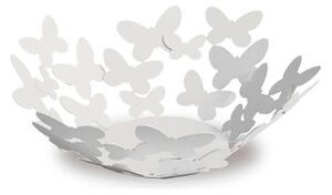 Centrotavola Butterfly piccola in metallo, diam.28x11h, colore Bianco Neve