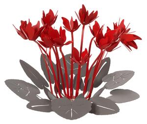 Centrotavola di design composto da svariati fiori di ciclamino CICLAMINO , dimensioni 38 x h 24 cm, colore Fango e Rosso