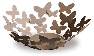 Centrotavola Butterfly grande in metallo, diametro 40x h 15cm, Centrotavola moderno grande, composto da una serie di farfalle dalla grandezza differente colore Beige