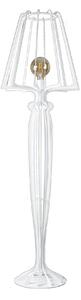 Lampada da terra raffinata Minerva in metallo, diam.48x166h, colore Bianco Neve