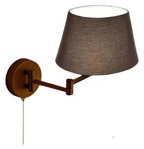 Applique braccio classico perenz crane 8474 mm e27 led metallo paralume tessuto marrone - Perenz