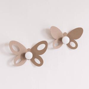 Set Ganci Butterfly 2pz in metallo, 24x16h+21x14h, colore Beige