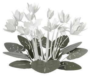 Centrotavola di design composto da svariati fiori di ciclamino CICLAMINO , dimensioni 38 x h 24 cm, colore Verde Salvia e Bianco