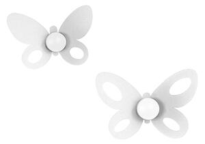 Set Ganci Butterfly 2pz in metallo, 24x16h+21x14h, colore Bianco Neve