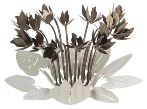 Centro tavola decorativo Ciclamino in metallo, 38X24H, colore Avorio Bronzo
