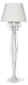 Lampada da terra raffinata CIRCEO in metallo, dimensioni 60x h 180 cm, forma di reticolato, simile a una classica piantana colore Bianco Marmo con paralume colore Avorio