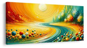 Quadro su tela – Paesaggio dorato con sole