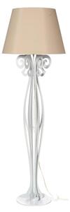 Lampada da terra raffinata CIRCEO in metallo, dimensioni 60x h 180 cm, forma di reticolato, simile a una classica piantana colore Bianco Marmo con paralume colore Sabbia
