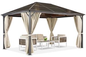 Gazebo da giardino Milos 3x4m con zanzariera e tende crema Garden Point