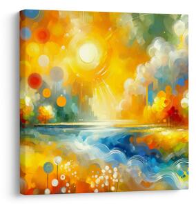 Quadro su tela – Campi di fiori e superficie d’acqua lucente