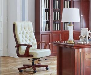 Poltrona da scrivania studio di vera pelle beige - Arrediorg.it